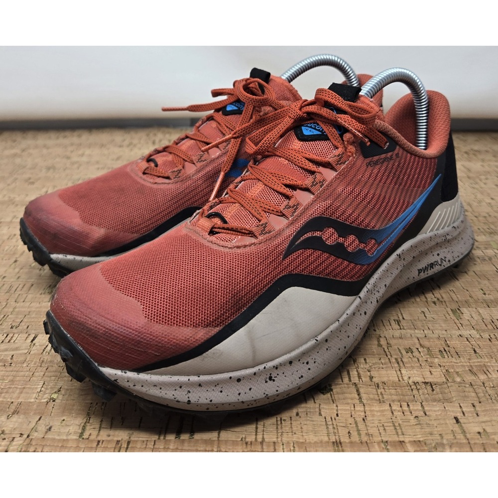 Saucony Peregrine 12 Shoes Mens 7.5 Trail Running Clay Loam Orange Sneakers - Picture 2 of 11